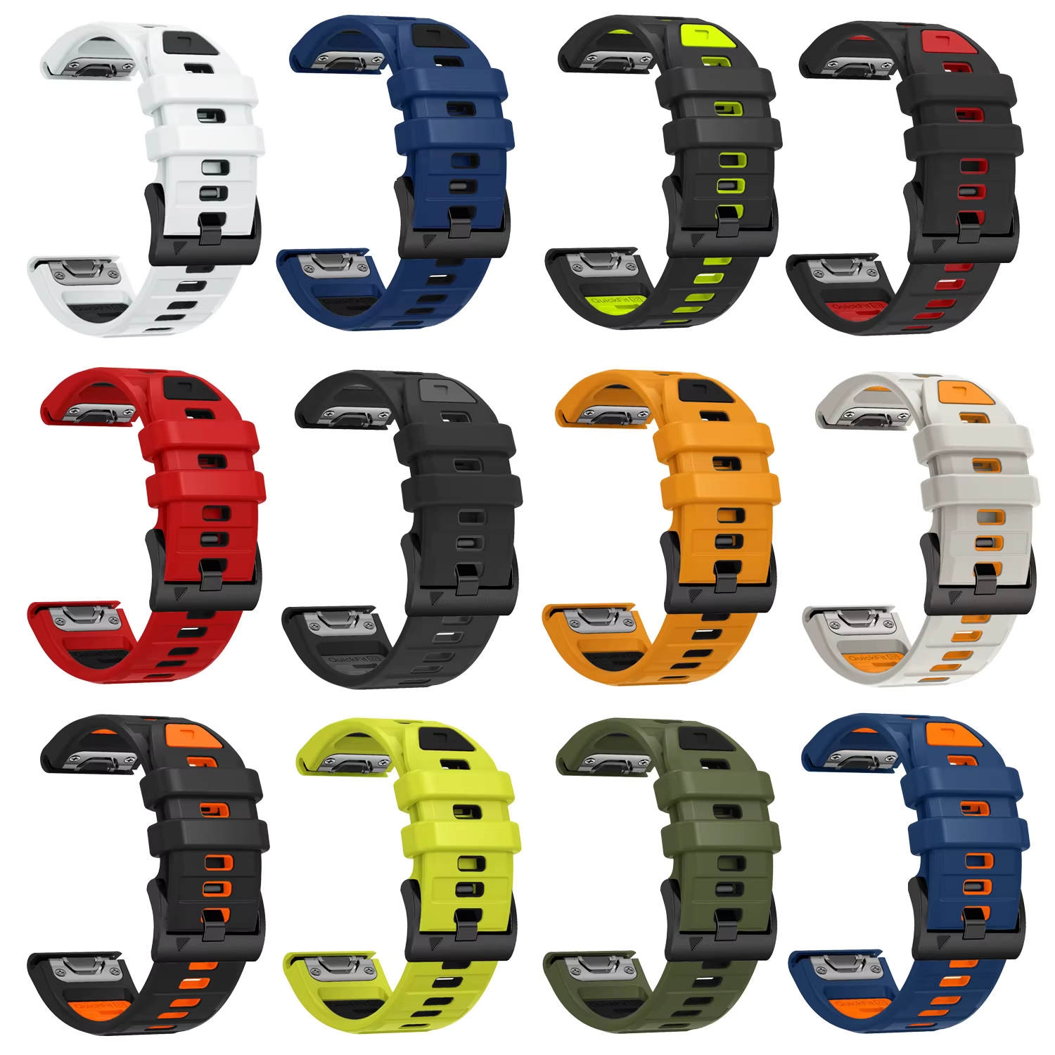 Bande Fenix8 QuickFit 26mm 22mm pour Garmin Fenix E 8 7 7X 6 6X 5 5X/Epix Pro 47mm 51mm/Enduro 3 Bracelet en Silicone bicolore