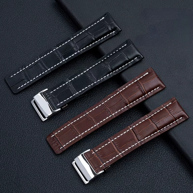 Bracelet de montre en cuir véritable pour hommes
