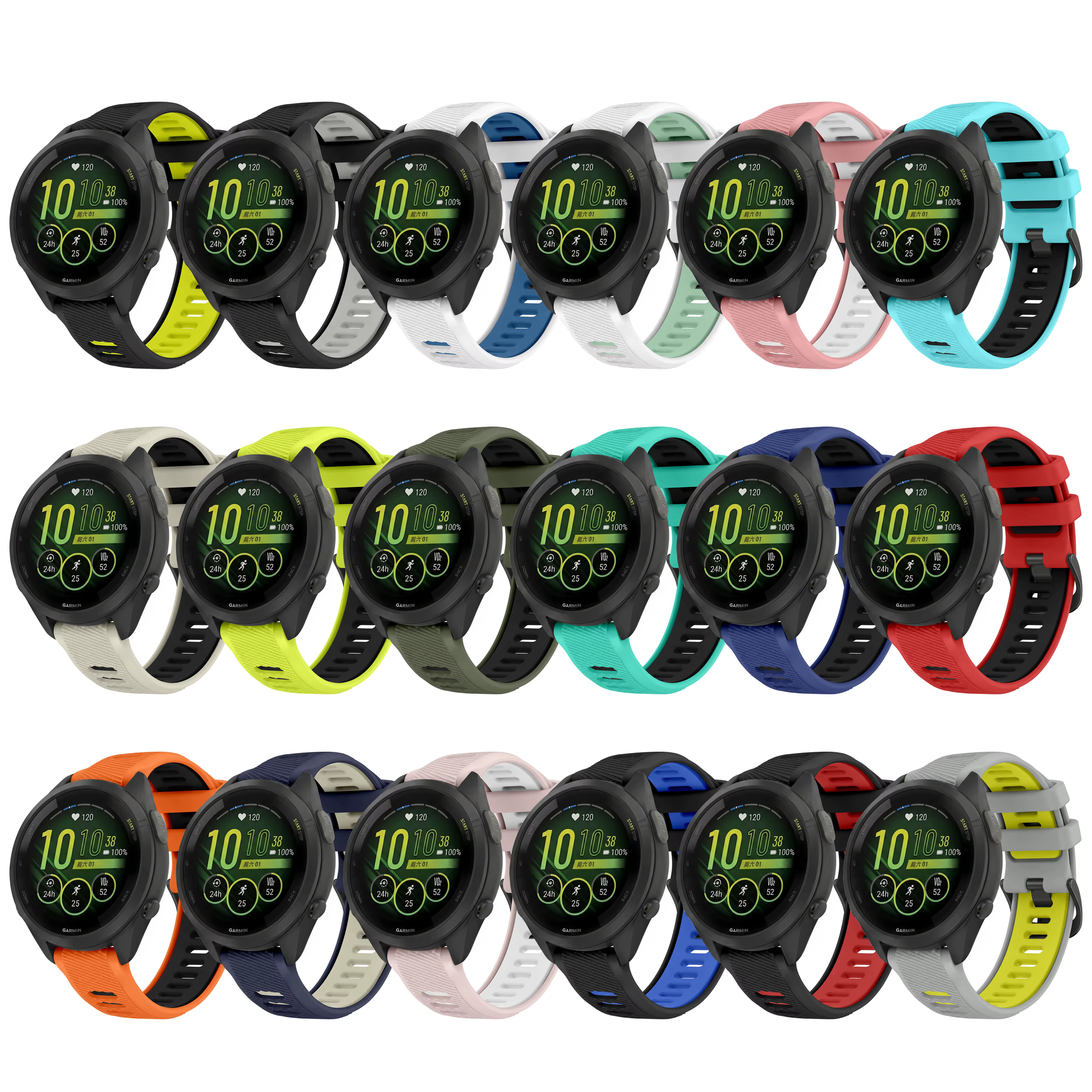 Bracelet de montre 18mm 20mm 22mm pour Garmin Forerunner 265 255 245 168 165 158 55 645