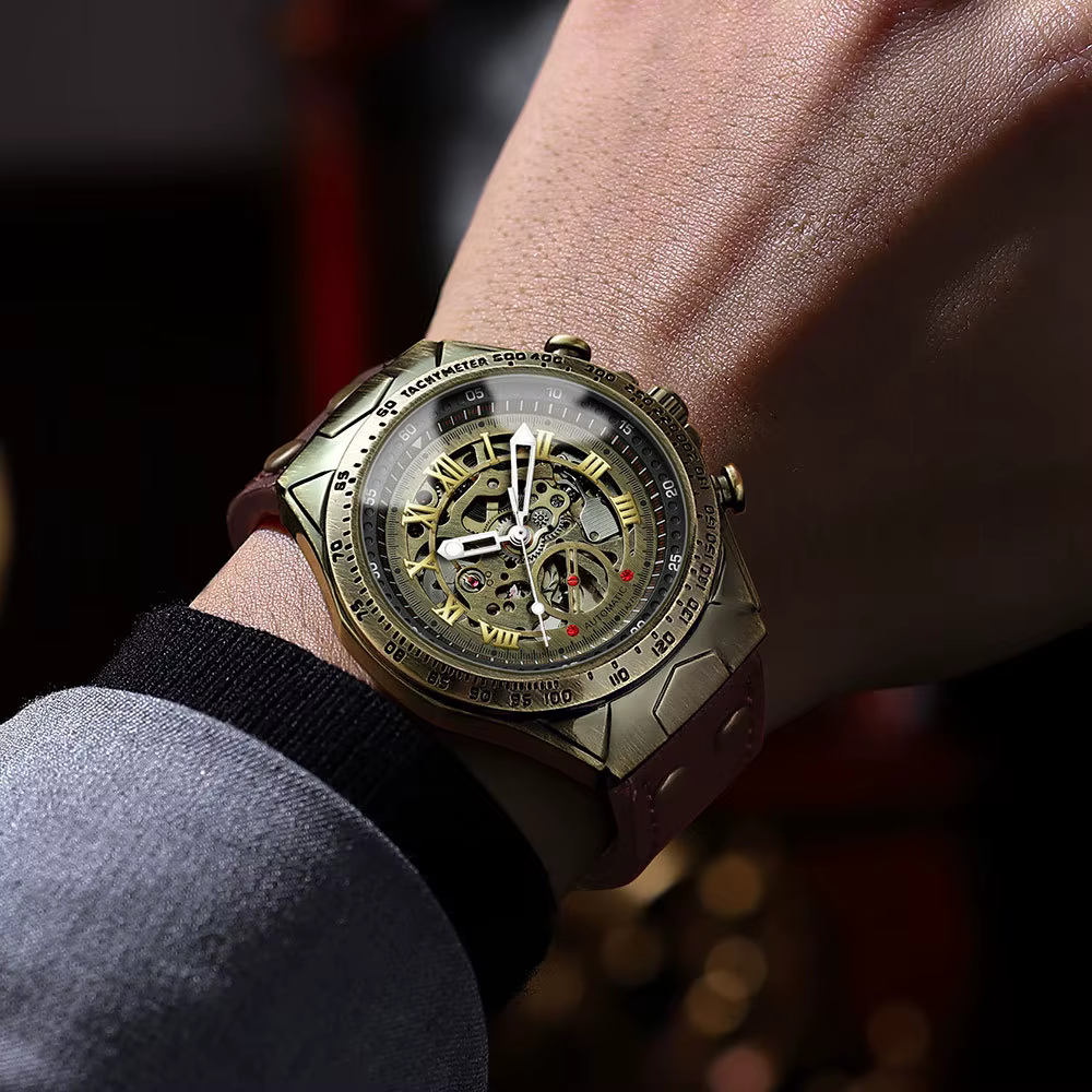BINBOND A275 montre mécanique automatique originale pour hommes étanche rétro Tourbillon verre de cristal
