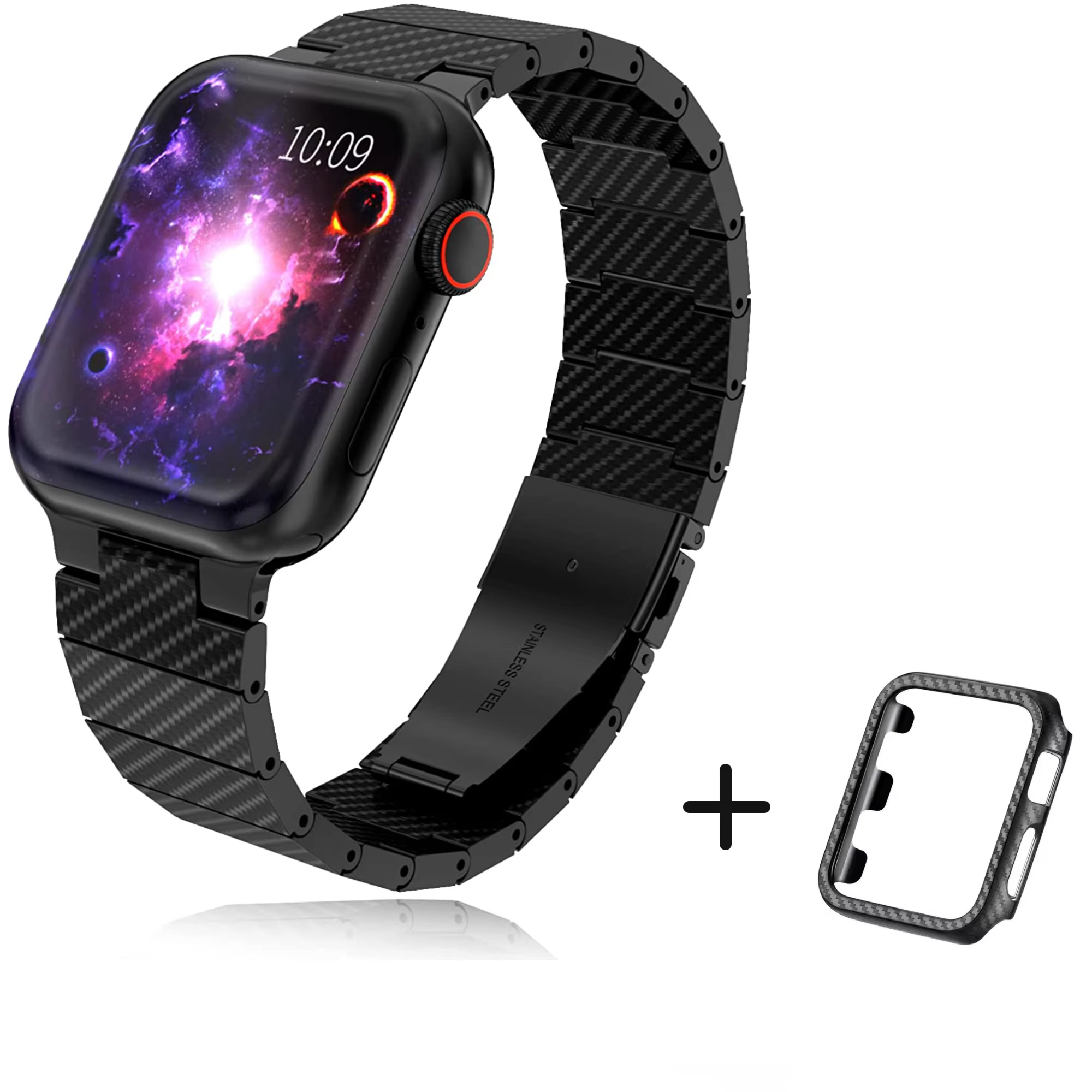Bracelet en Fiber de carbone + étui pour Apple Watch 8 7 45mm 41mm