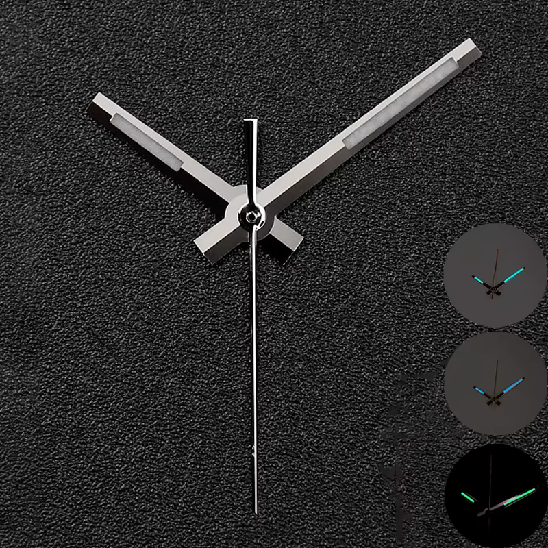 Aiguilles or Rose argent or montre main glace bleu/bleu/vert lumineux pour NH35/NH36/4R/7S mouvement haute qualité