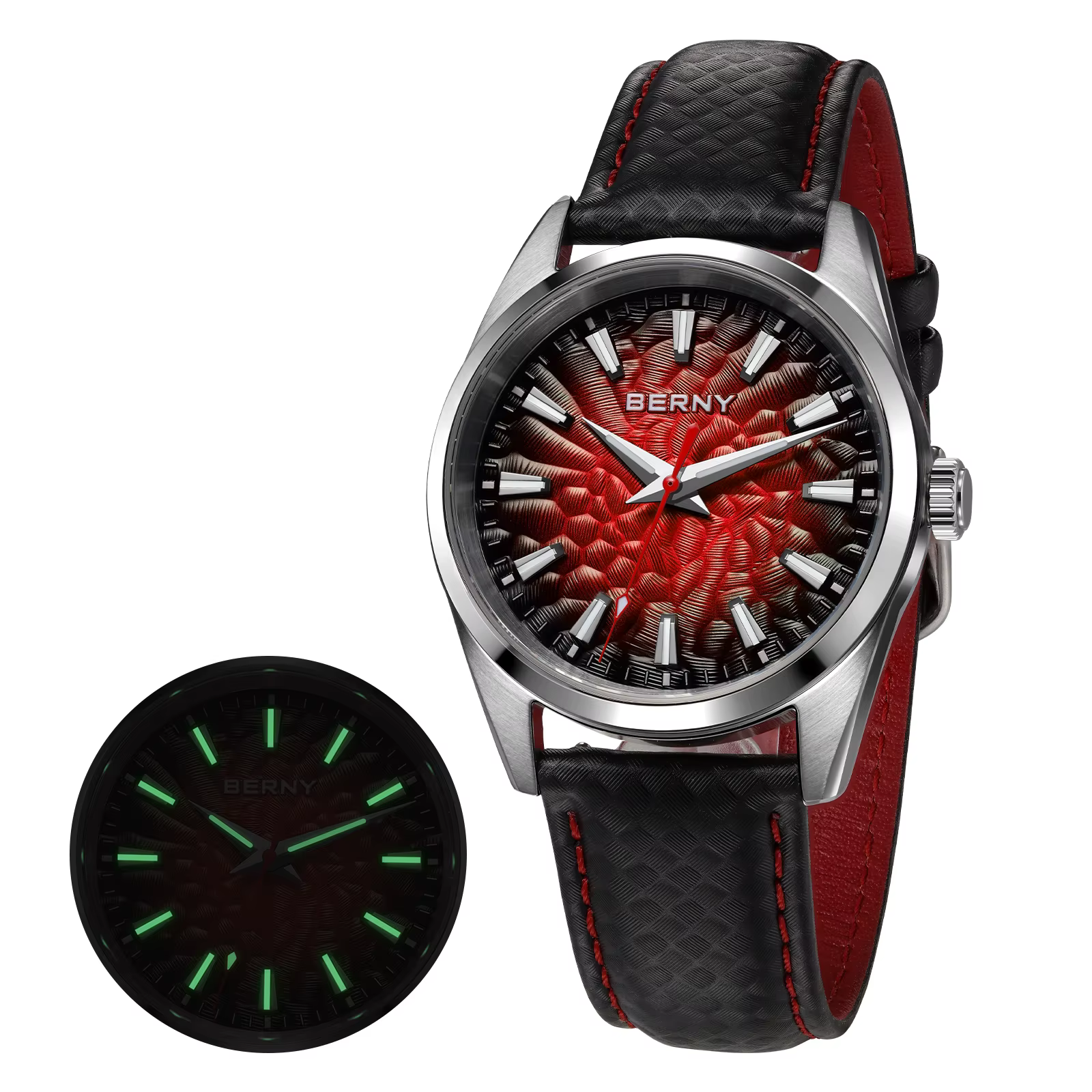 BERNY montres pour hommes 10ATM saphir lumineux mode Quart montre