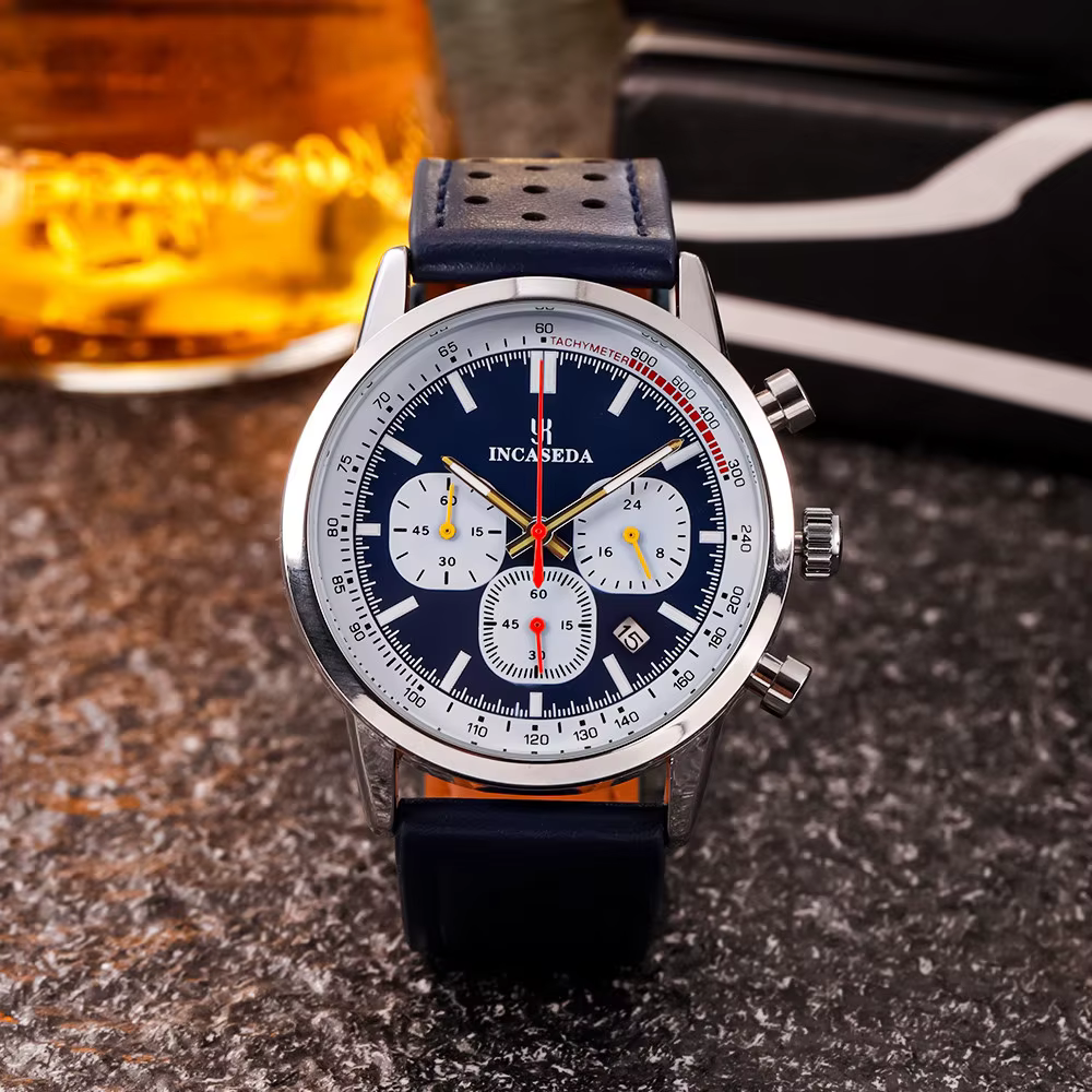 Montre chronographe sportive étanche à quartz lumineuse