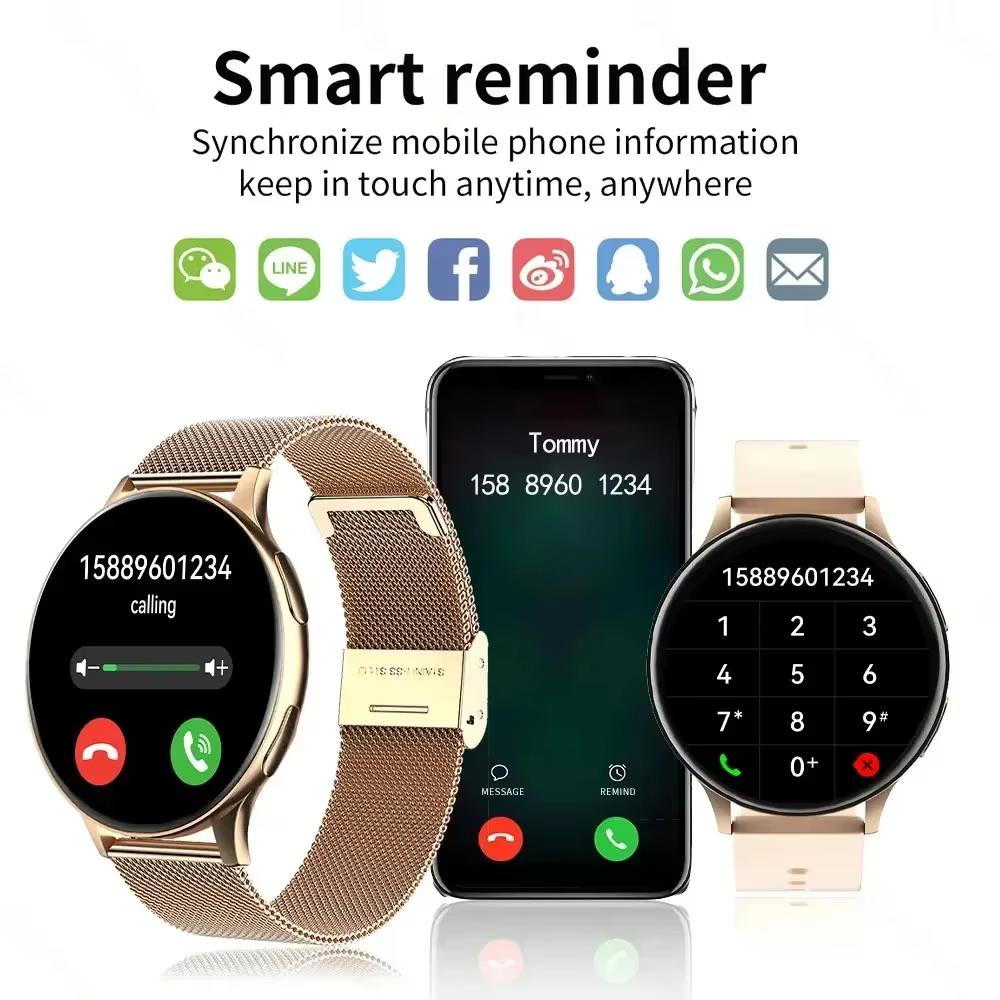 Montre intelligente ronde pour hommes et femmes