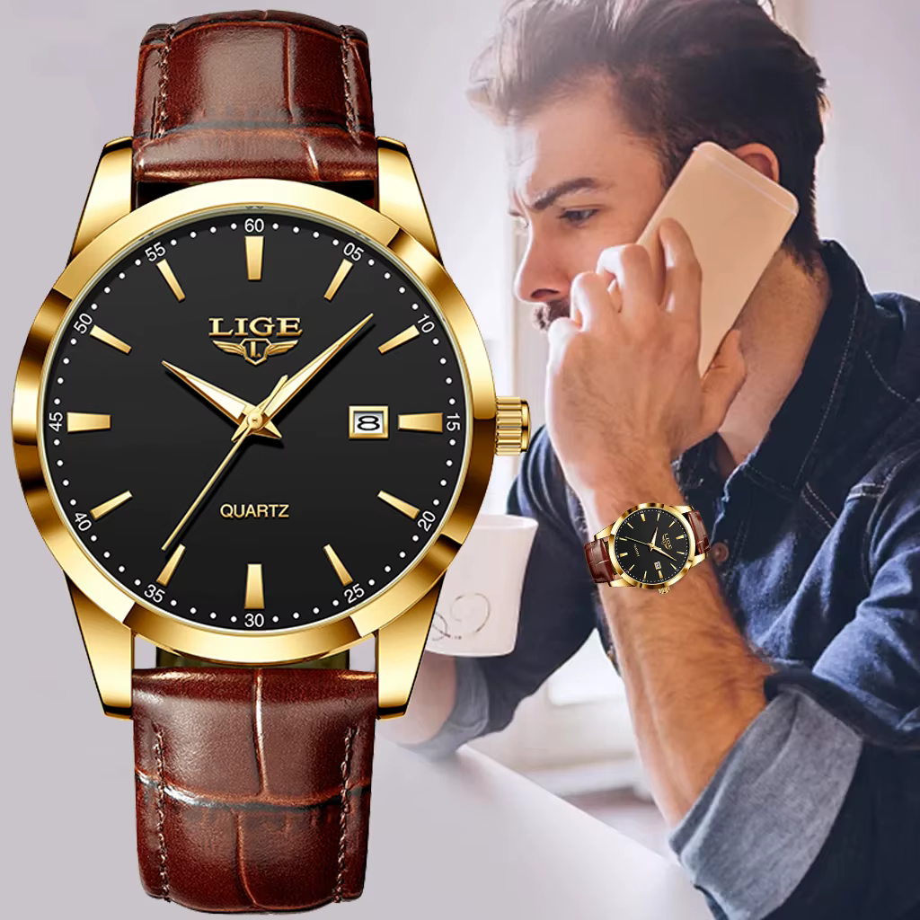 LIGE hommes montres haut de gamme de luxe militaire Montre à Quartz