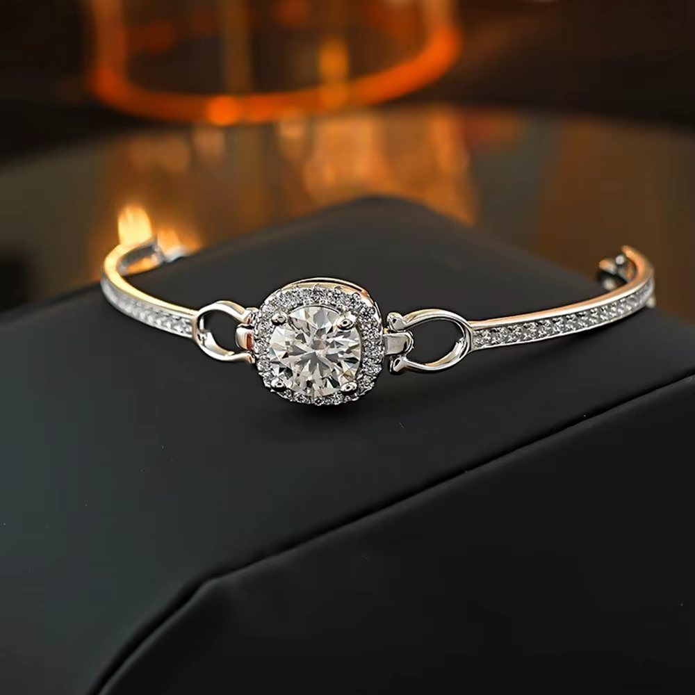 Vinregem VVS1 3EX D couleur coupe ronde 1-2 CT réel Moissanite diamants chaîne Bracelets 925 en argent Sterling bijoux fins en gros