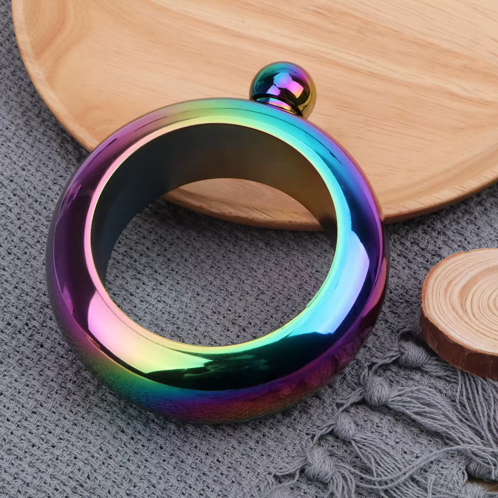 Flcopropriété de hanche en acier inoxydable, bracelet à whisky, bouteille de vin colorée, entonnoir, carafe de camping, approvisionnement en verres, 3.5oz