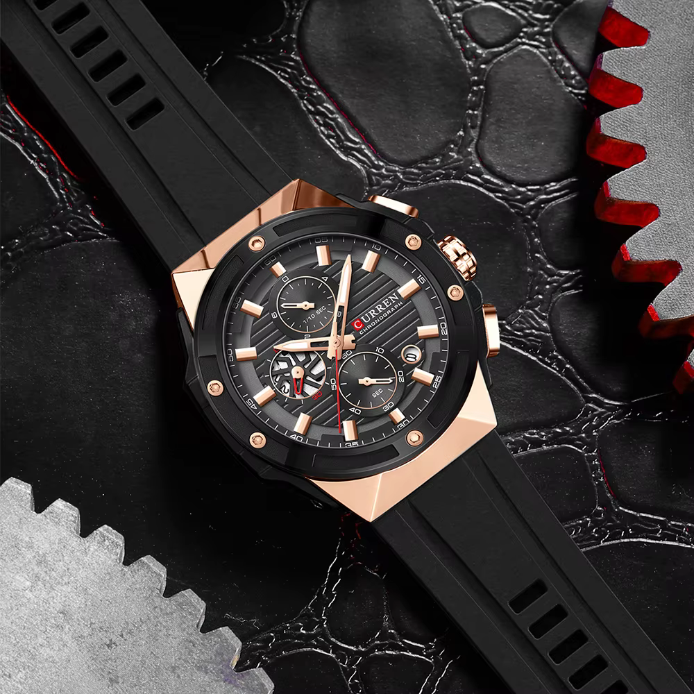 Montre à Quartz chronographe à grand cadran pour hommes