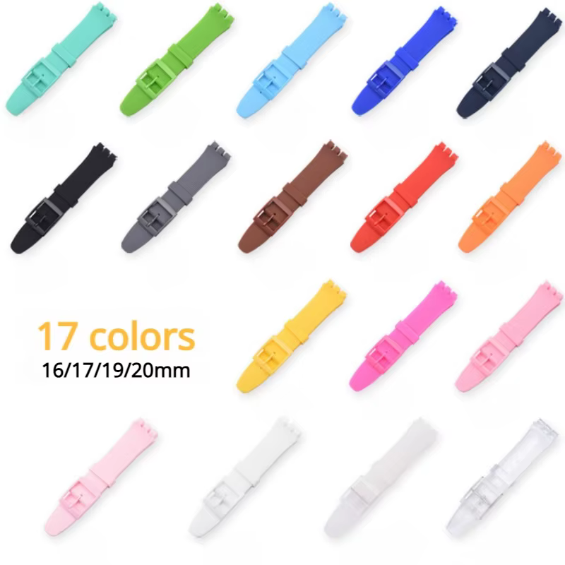 Bracelet de montre en Silicone 16mm 17mm 19mm 20mm pour Swatch