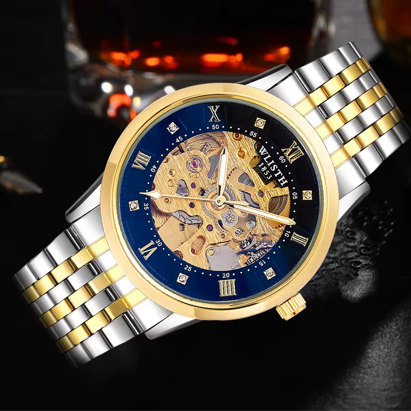 WLISTH marque machines hommes montres solide en acier inoxydable étanche lumineux homme montre de luxe automatique
