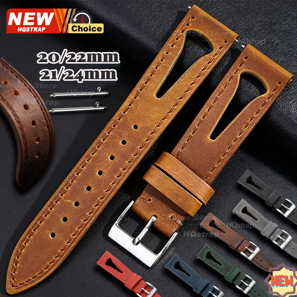 Bracelet de montre en cuir souple respirant avec trous
