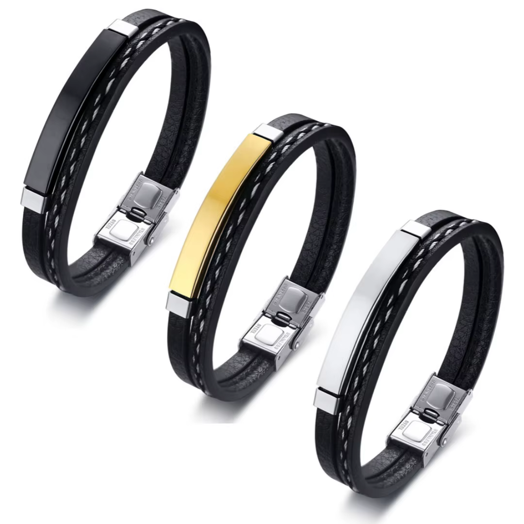 Bracelets en cuir véritable pour hommes et femmes