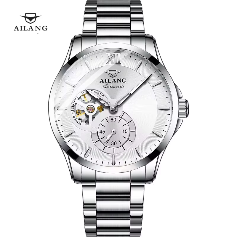 Nouvelle Montre Squelette Étanche Tendance en Cuir Véritable Lumineuse 3 Bar AL8627 AILANG Luxe Mécanique Automatique