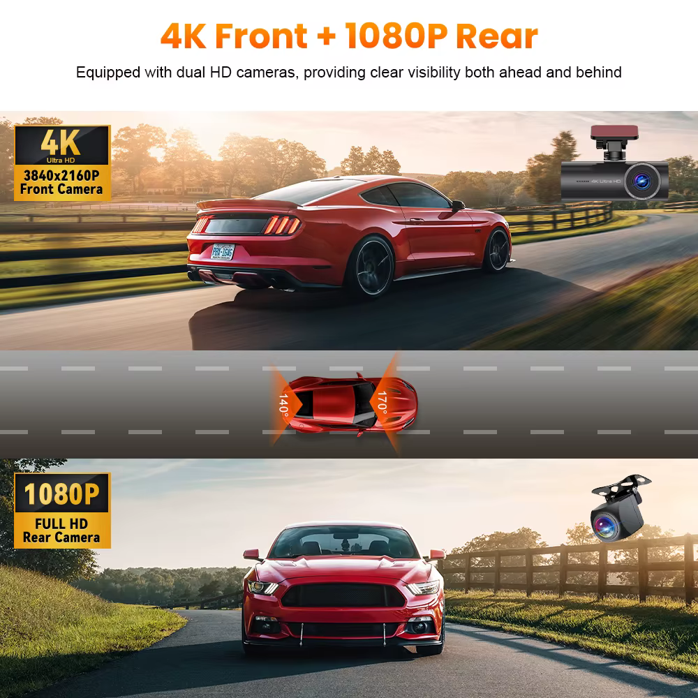 Kocam 4K WIFI GPS double caméra de tableau de bord avant et arrière pour voitures caméra voiture DVR enregistreur enregistreur vidéo Dashcam caméscope boîte noire