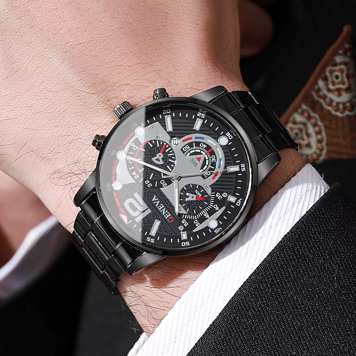 Ensemble de 4 montres à quartz de luxe pour hommes