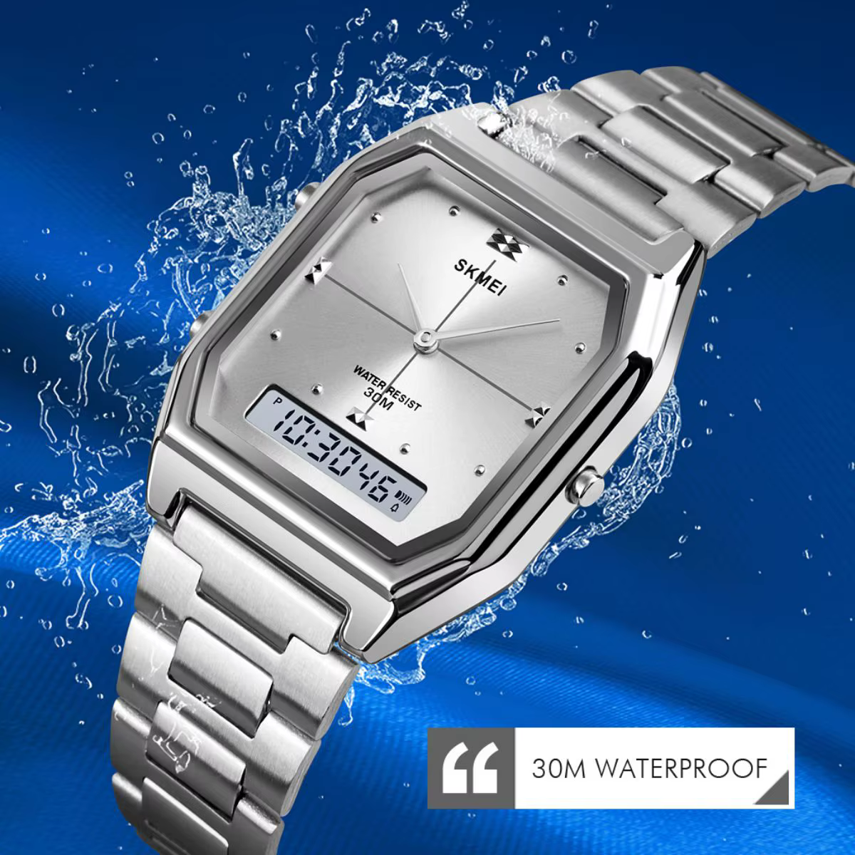 SKMEI mode 3 temps Chrono montre-bracelet électronique numérique pour hommes femmes Double affichage étanche Sport