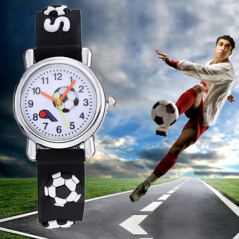 Mode dessin animé mignon 3D Football montre garçons montres enfants