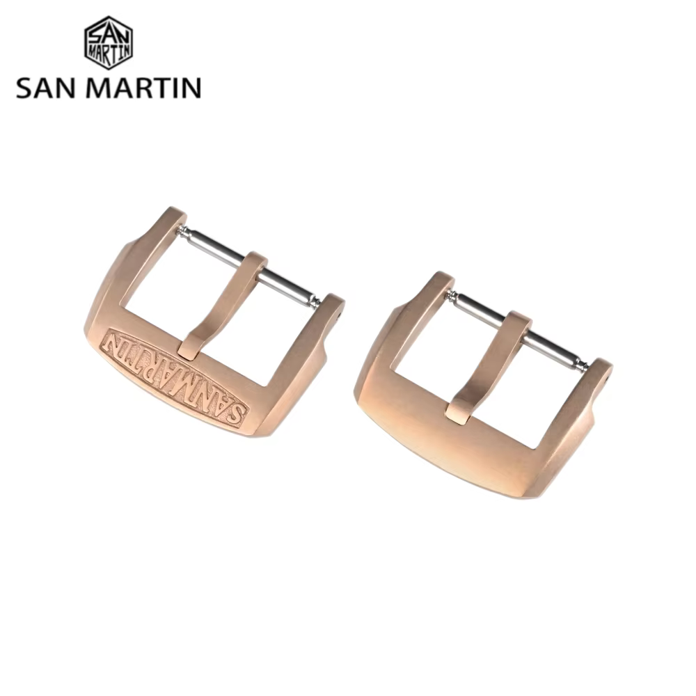 San Martin Logo Bronze boucles ardillon 18mm fermoir de montre 20mm pour bracelet stérile 22mm Boucle Fibbia Orologio brossé Durable bricolage