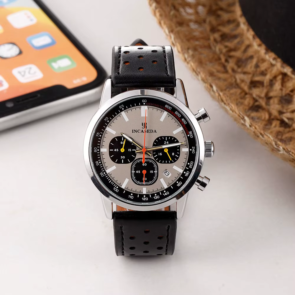 Montre à quartz multifonctionnelle chronographe pour homme