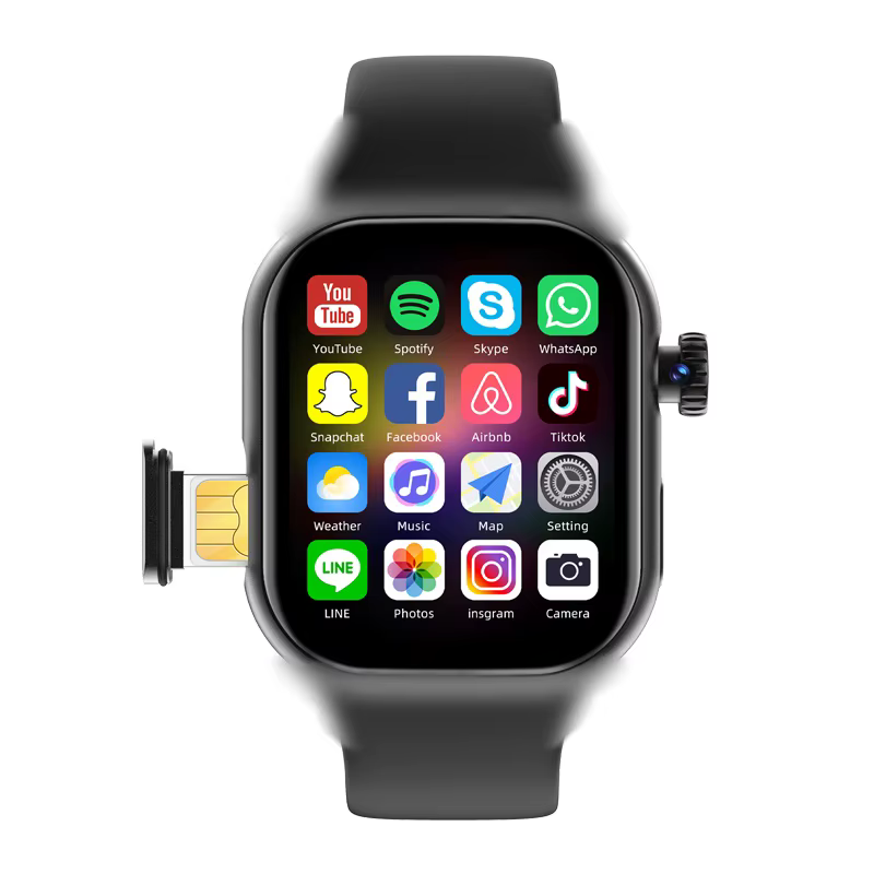 Nouvelle montre intelligente 4G carte SIM 2.06 ''écran AMOLED GPS WIFI 190 ° Caméra rotative appel vidéo Google Play Android Smartwatch