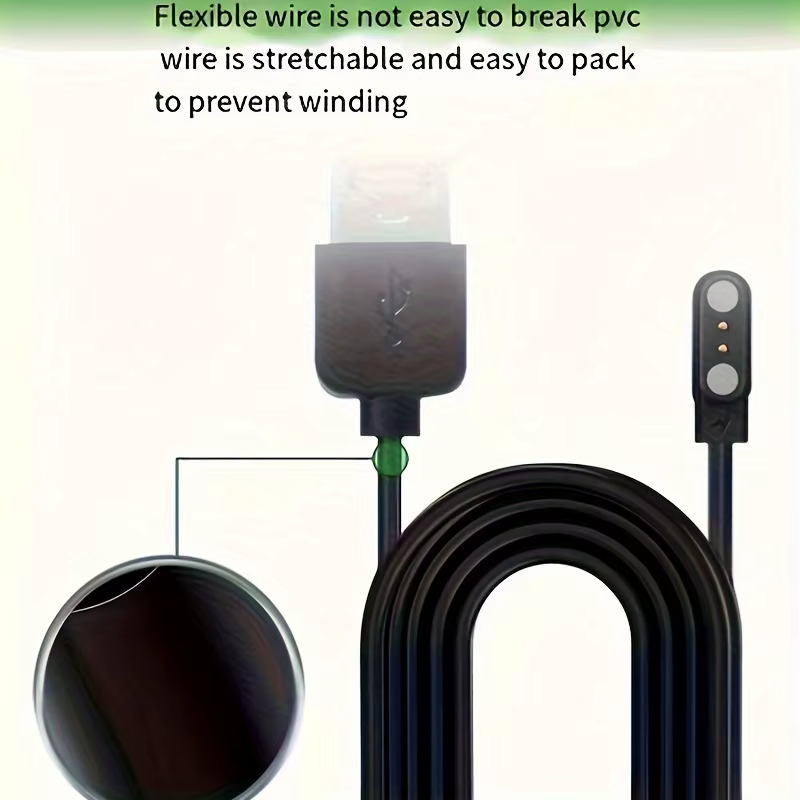 Chargeur de montre connectée à 2 broches pour VeryFitPro ID205L/ID205S/ID205G/ID205U/ID206/GT01