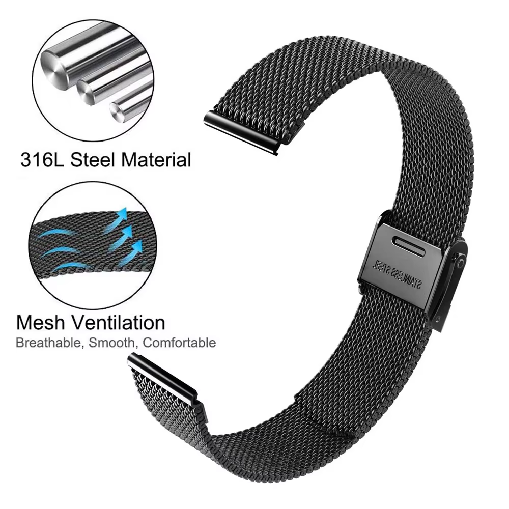 Bracelet en boucle milanaise pour Garmin Forerunner 70 170/Venu 2 3 4 Sq 20mm 22mm