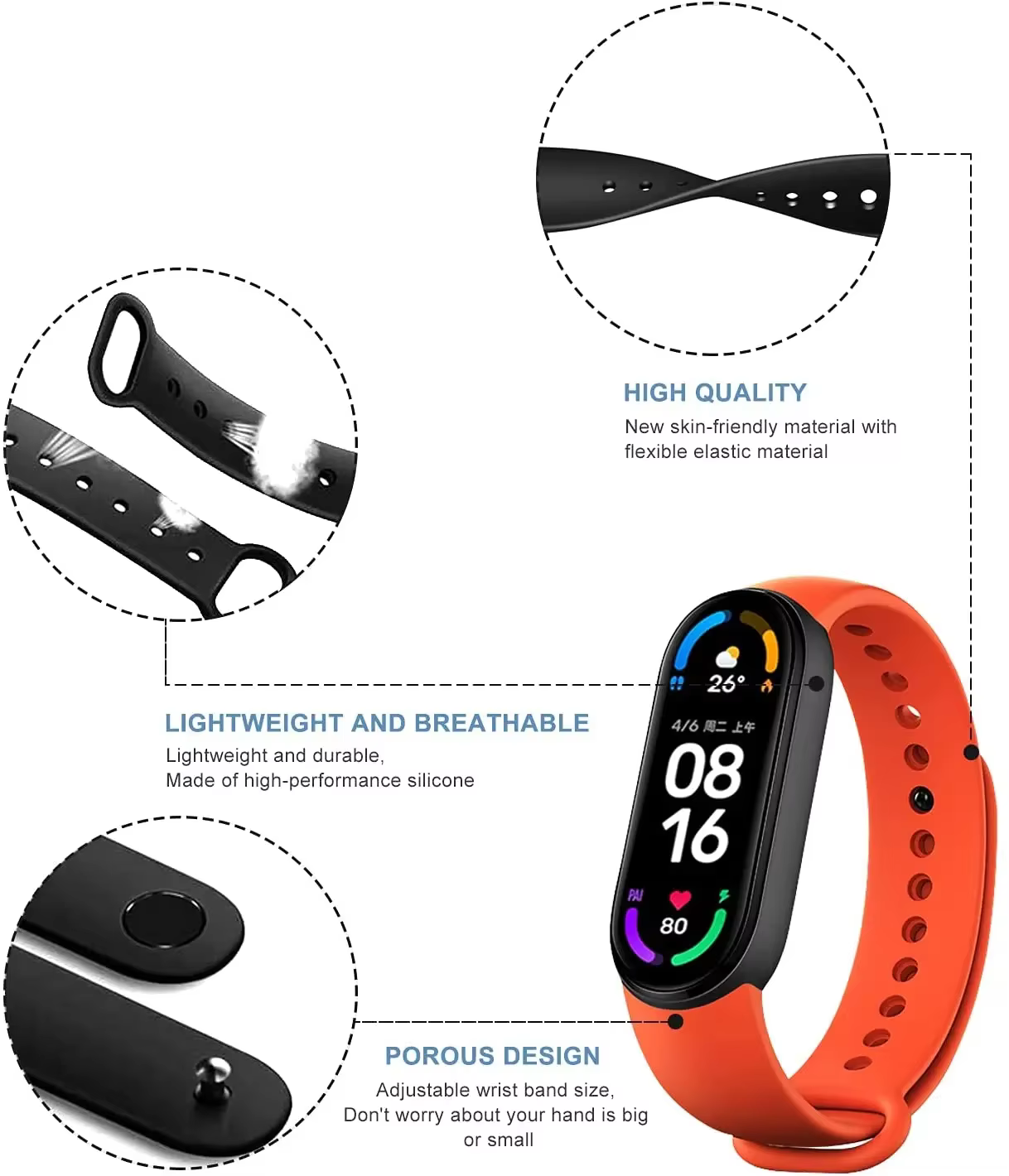 Nouveau Bracelet 46 couleurs pour Mi band 10/9/8