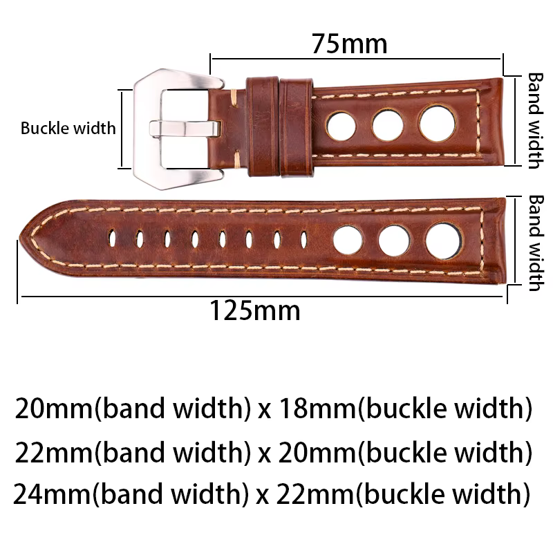 Bracelet de montre en cuir de vache