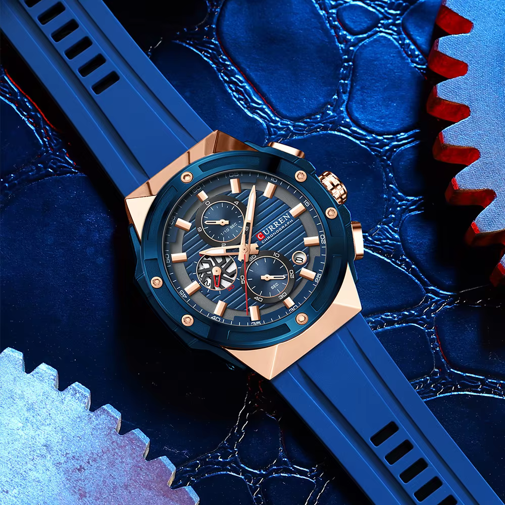 Montre à Quartz chronographe à grand cadran pour hommes