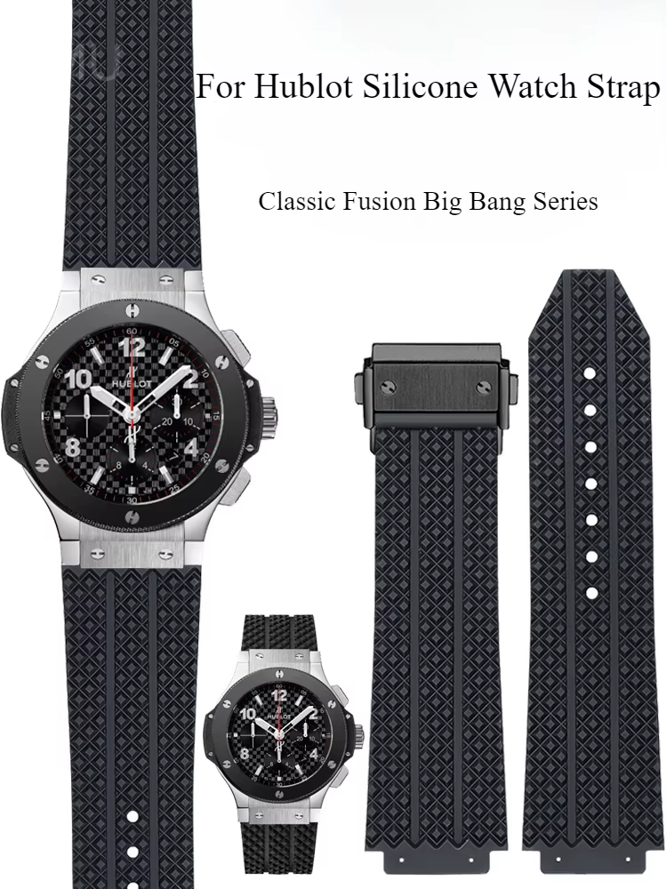 Bracelets de montre en caoutchouc haut de gamme pour Hublot Yubo Classic Fusion Big Bang série Interface convexe Concave bracelet étanche 26x19 24x17mm