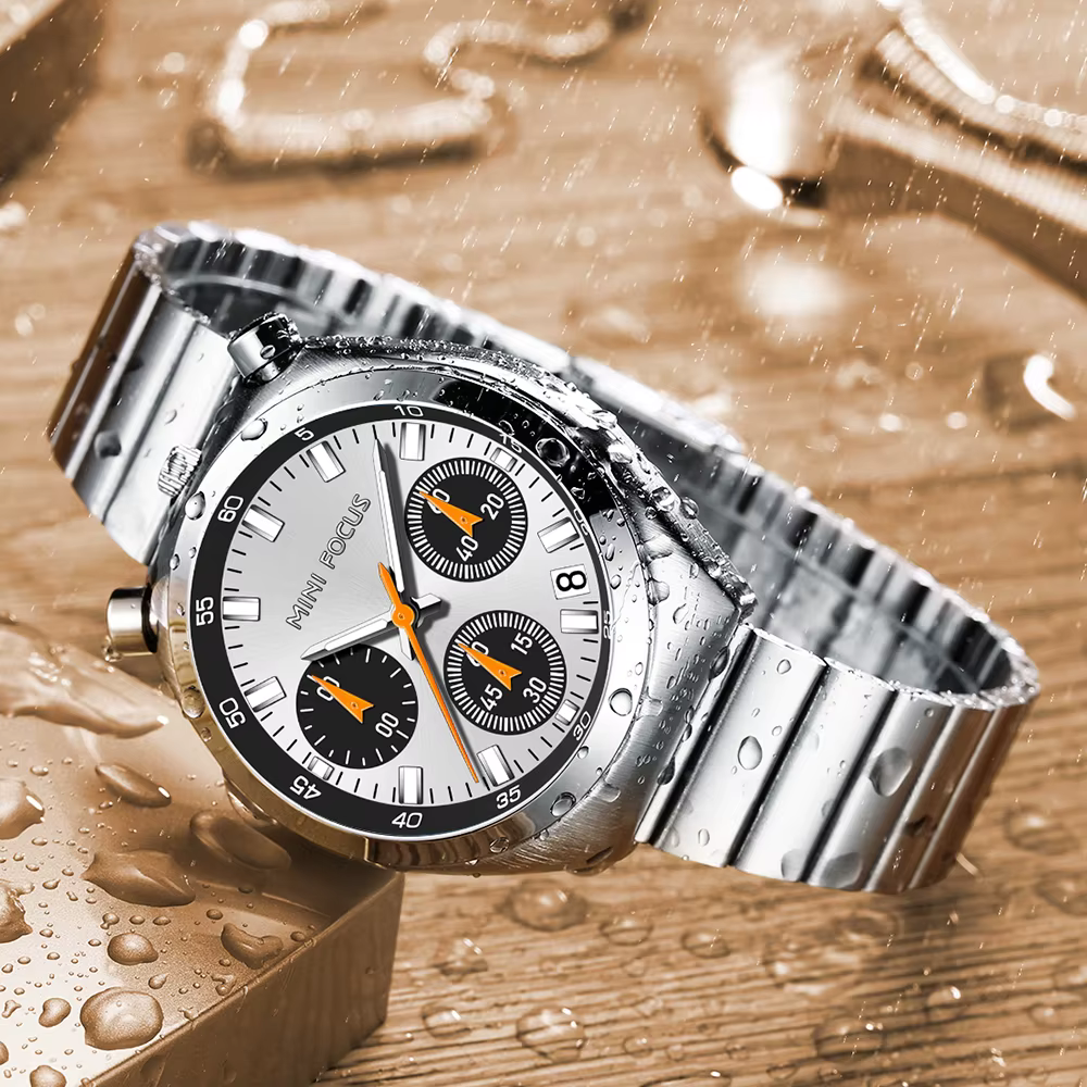 MINI FOCUS Montres pour femmes tendance Marque haut de gamme Luxe Multifonction Cadran Bracelet en acier inoxydable