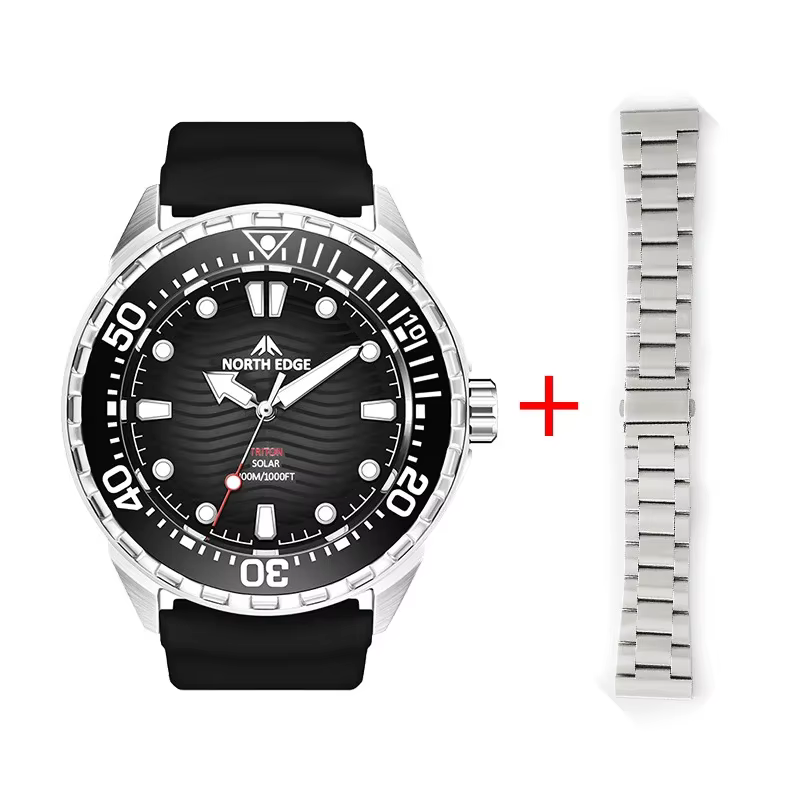 Nouvelle montre de plongée solaire NORTH EDGE 2025 TRITON pour hommes