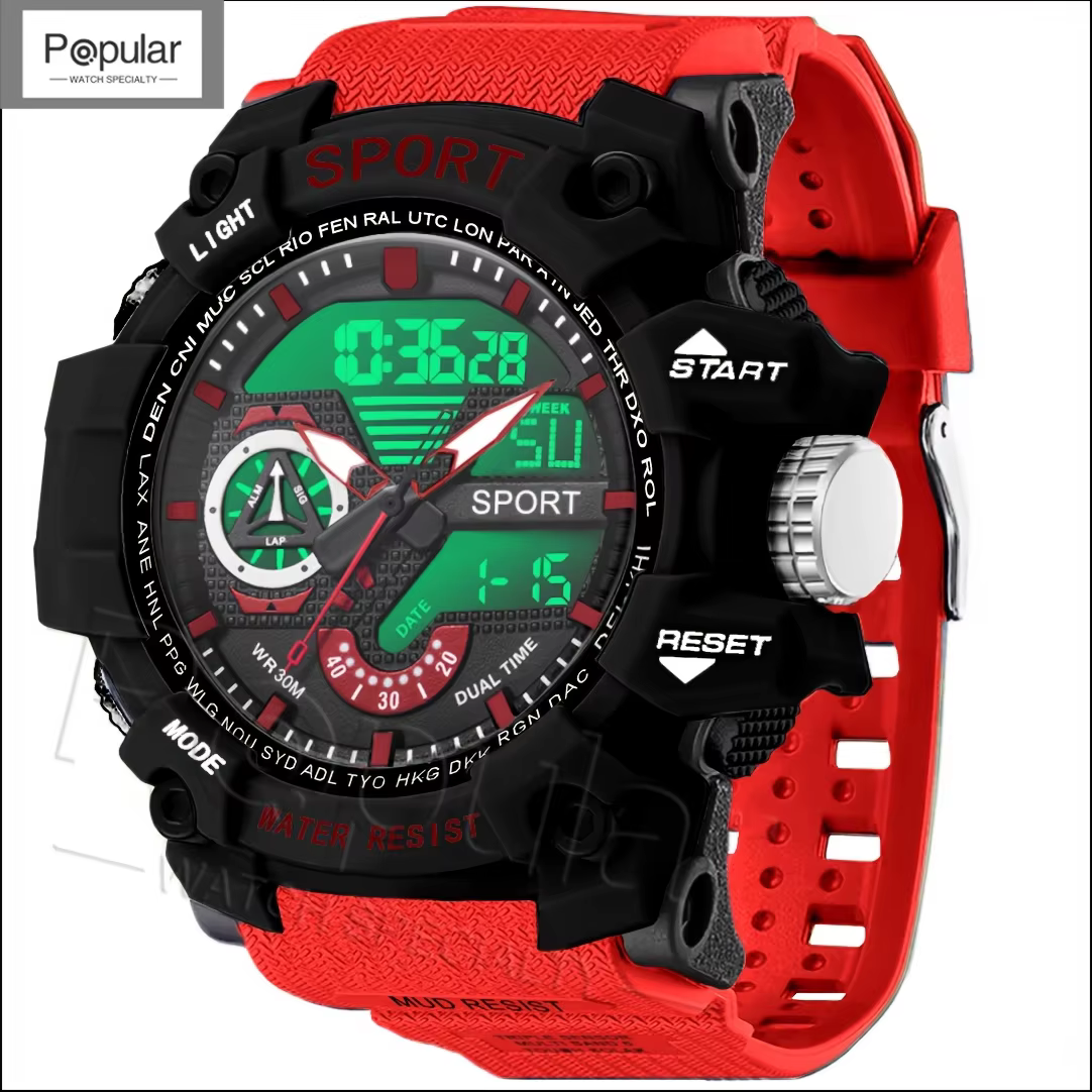 Montres de Sport de mode hommes montre-bracelet résistante aux chocs LED alarme chronomètre horloge militaire
