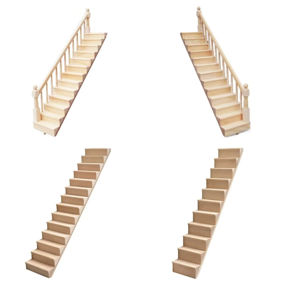 Faire semblant jouer 1:12 meubles de maison de poupée Miniature bricolage Mini escalier modèle accoudoir escaliers en bois avec main courante