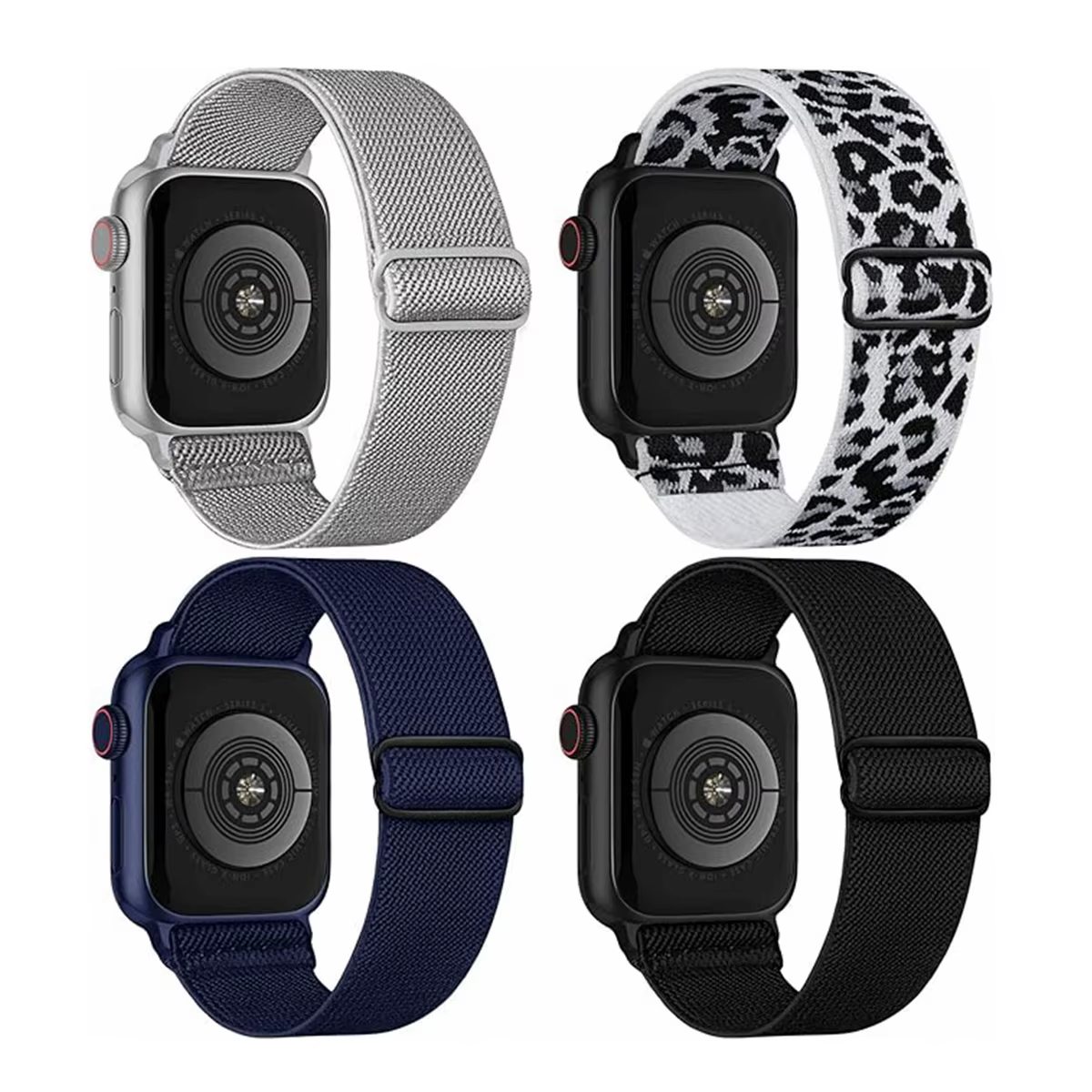Paquet de 4 boucles élastiques pour bracelet de montre Apple 45mm 44mm 42mm 49mm 38mm 40mm 41mm