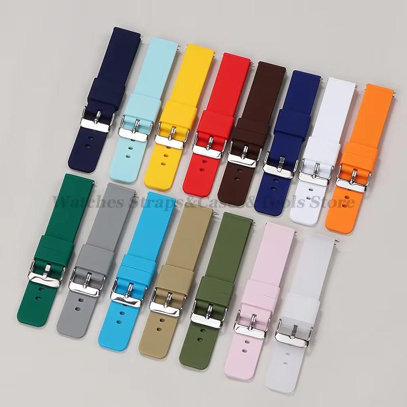 Bracelet de montre en Silicone souple 10/12/14/15/16/18/20mm 21mm 22mm 24mm