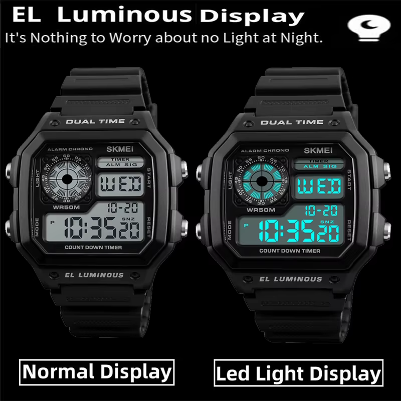 Montres-bracelets numériques étanches pour hommes