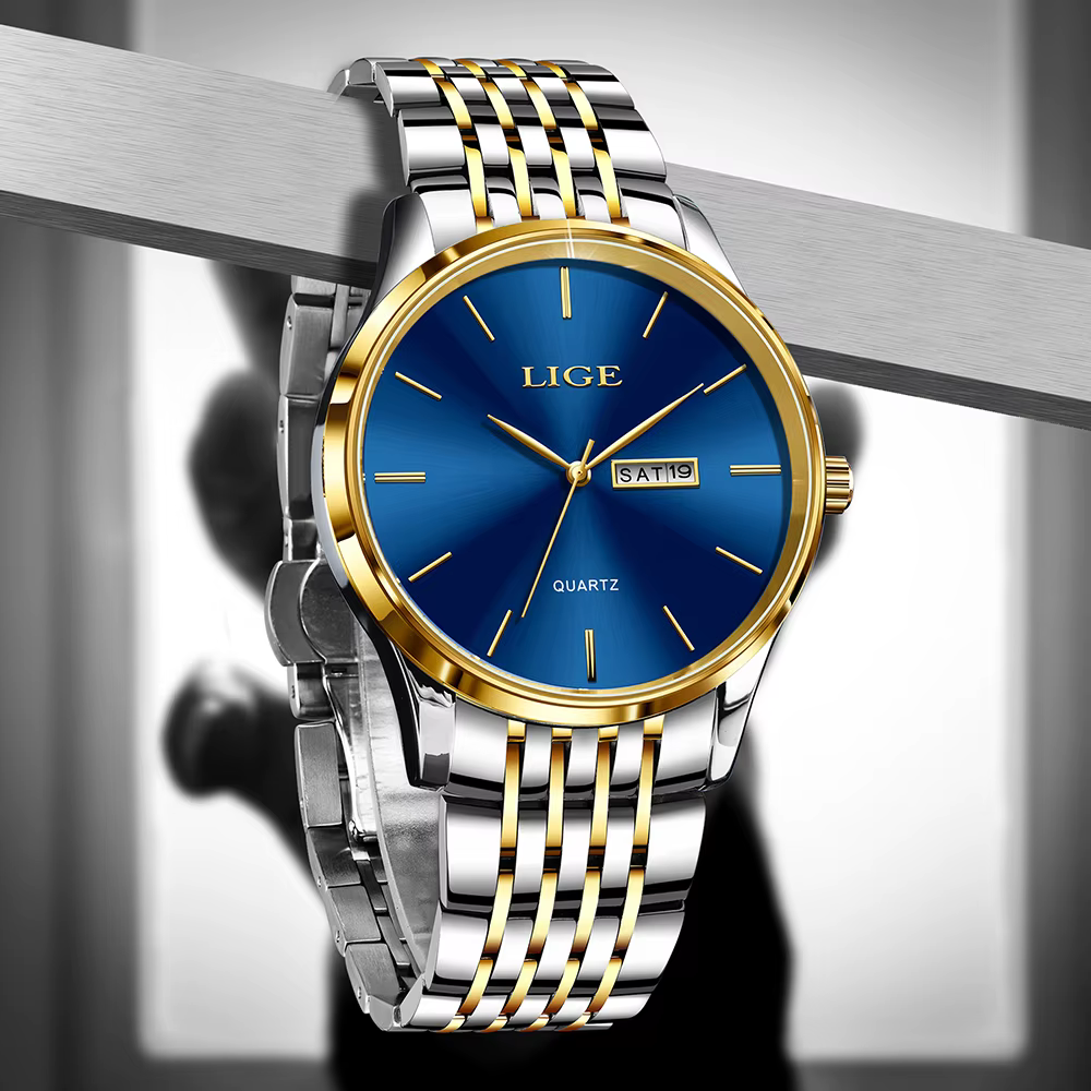 2025 LIGE hommes montres d'affaires haut de gamme de luxe homme montre-bracelet étanche lumineux Date semaine Quartz
