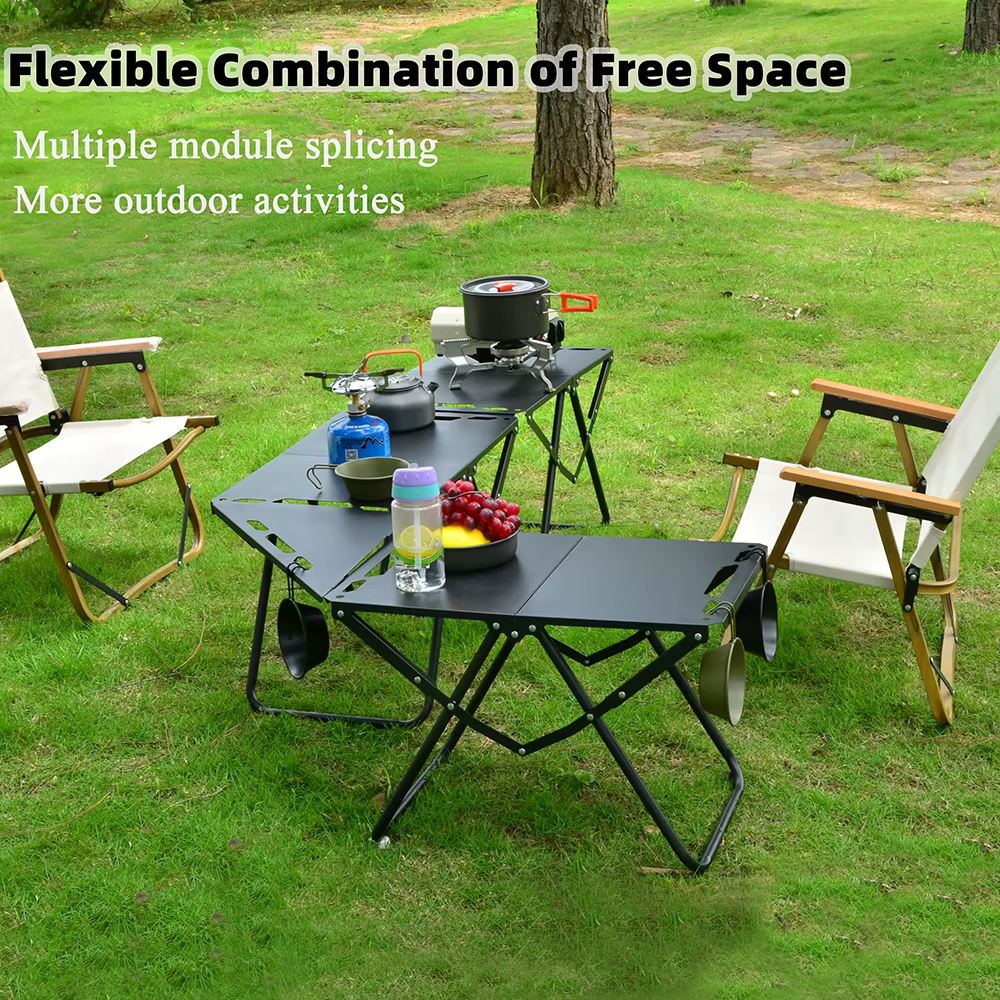 Table de pique-nique Portable, Tables de plage, Table de camping pour sable, bord pliable avec creux, articles suspendus, plus pratiques
