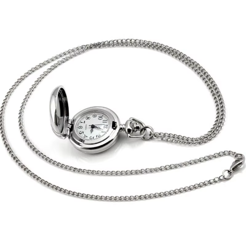 Couple modèles classique mode rétro Quartz petite argent Lotus bleu fleur montre de poche