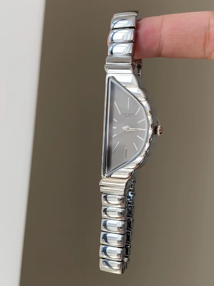 Montre à Quartz semi-circulaire Vintage en argent pour femmes