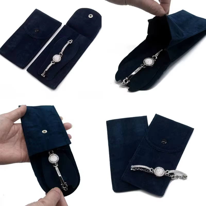 Pochette de rangement portable en tissu flanelle pour montre