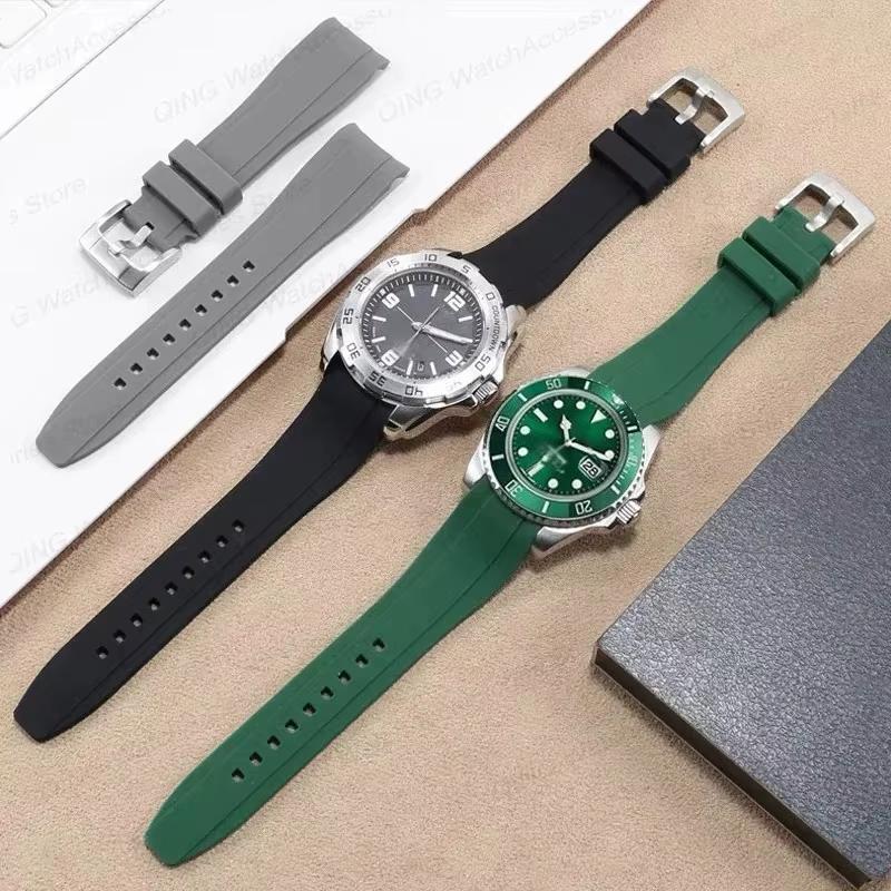 Bracelets de montre en caoutchouc incurvés de 20 mm et 22 mm pour Rolex