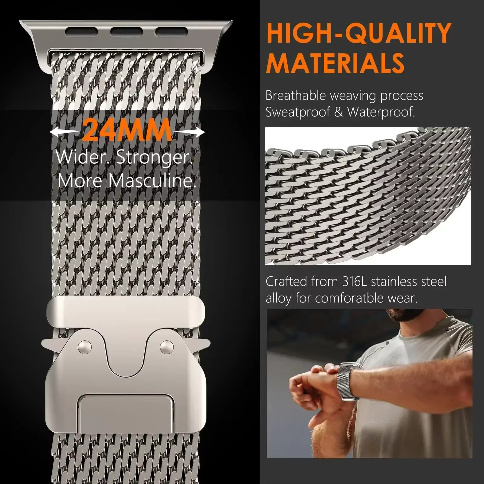 Bracelet à boucle milanaise pour Apple Watch Ultra 2 3 bandes 49mm 45mm 46mm 44mm 42mm 41mm 40mm