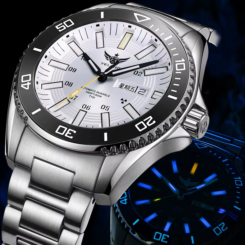 YELANG – montre militaire pour homme, accessoire de Sport, de plongée, de luxe, automatique, mécanique, saphir lumineux, étanche à 300M, 44MM