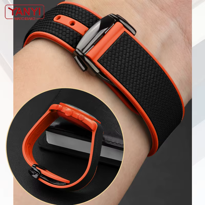 Bracelet de montre en caoutchouc Orange