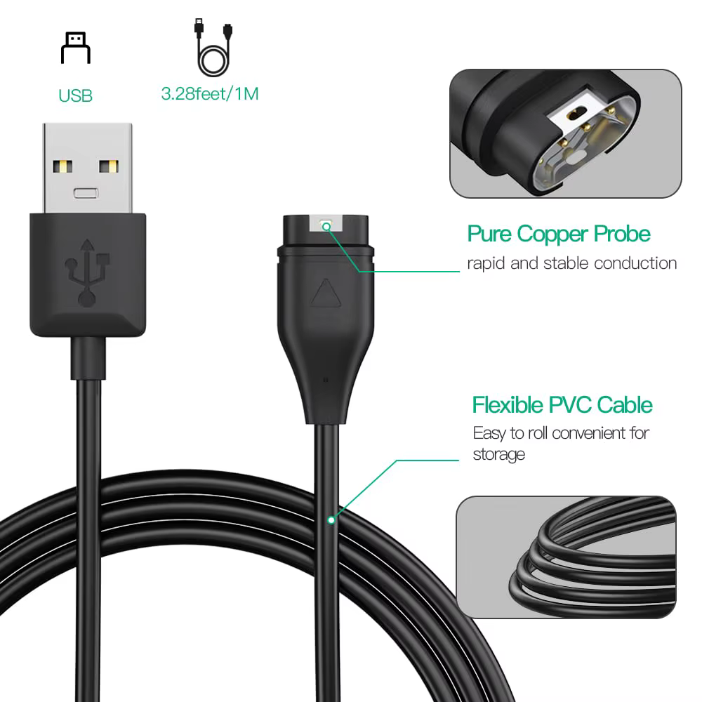 Câble de charge pour montre connectée Garmin Forerunner 165 965 955 265 255 945 955 245 45S 158 55 Venu 3/3s/2/SQ2