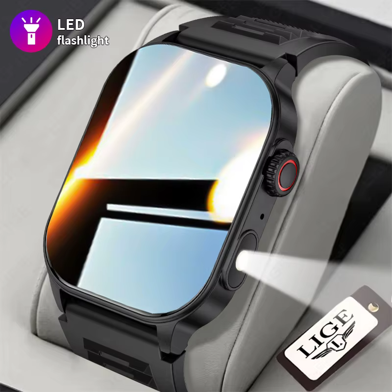 Montre intelligente étanche avec lampe de poche LED pour homme