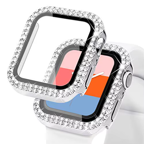 Étui en verre trempé avec film diamanté pour Apple Watch